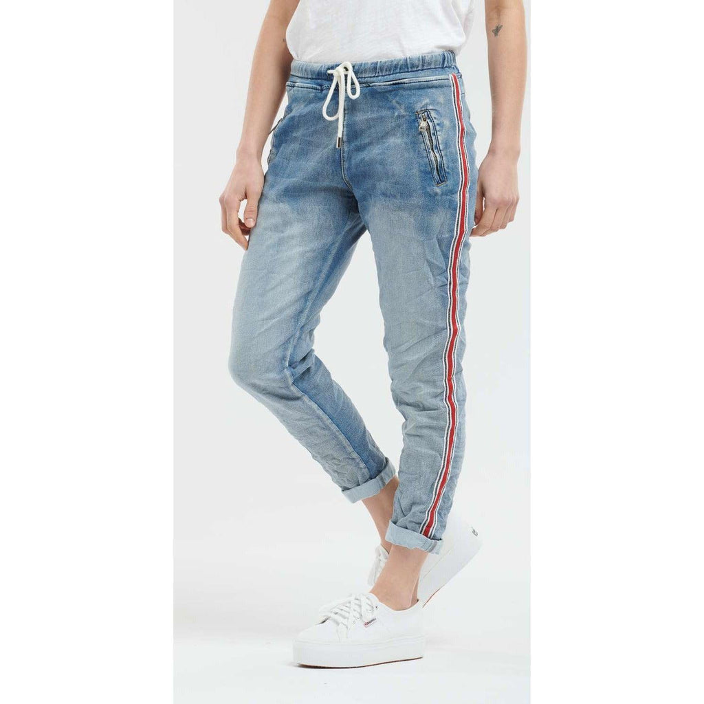 Ferrari Jogger with Red Strip - Denim/Red - Willow and Vine