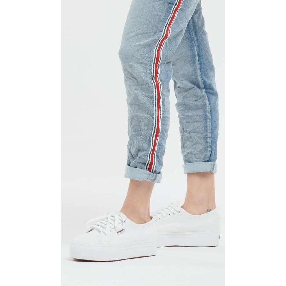Ferrari Jogger with Red Strip - Denim/Red - Willow and Vine