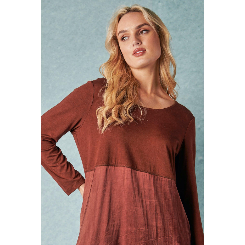 Long Sleeve Midi Dress - Dark Chocolate - Willow and Vine