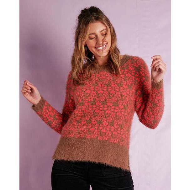 Step Hem Fluff Knit - Floral/Stripe Combo - Willow and Vine