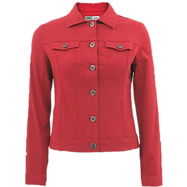 Stretch Cotton Jean Jacket - Red - Willow and Vine